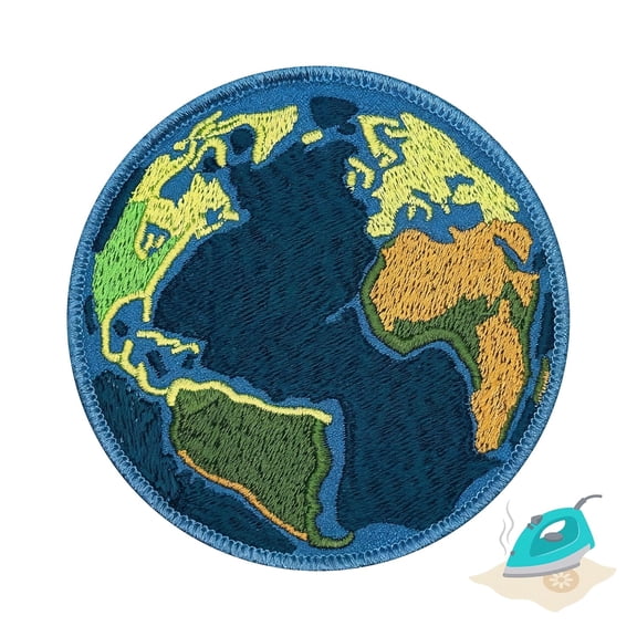 Earth Planet Iron On Patch Embroidered Sew On Patches For Clothing, Jeans, Jackets, Backpacks, Hoodies World Globe Applique Embroidery Patch For Tote Bags, Dresses