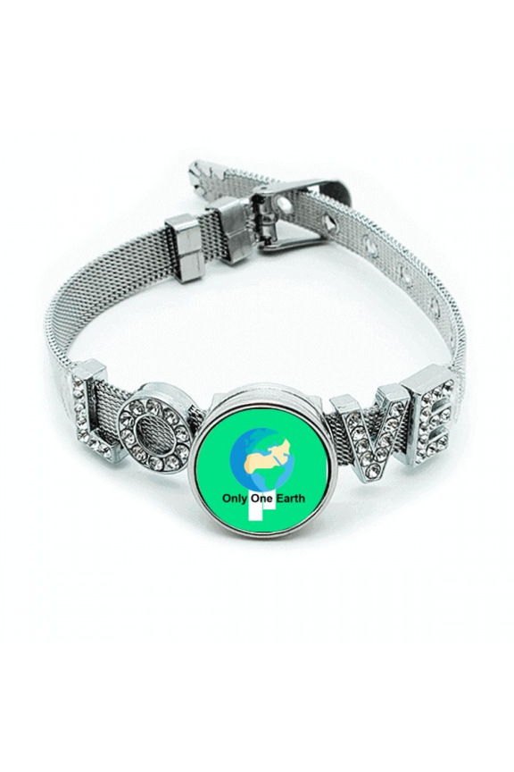 Earth Protect Environmental Protect Bracelet Wristband Crystal Love Adjustable Bangle