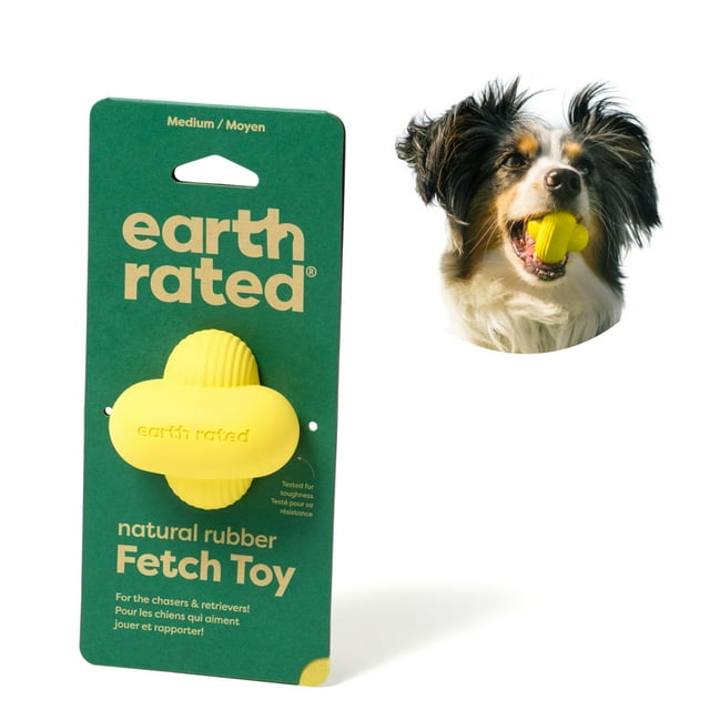 Earth Rated Dog Ball, Interactive Fetch Toy for All Breeds, Comes in Multiple Sizes, Made with Natural Rubber, Perfect for Indoor and Outdoor Use, Medium, Yellow C74