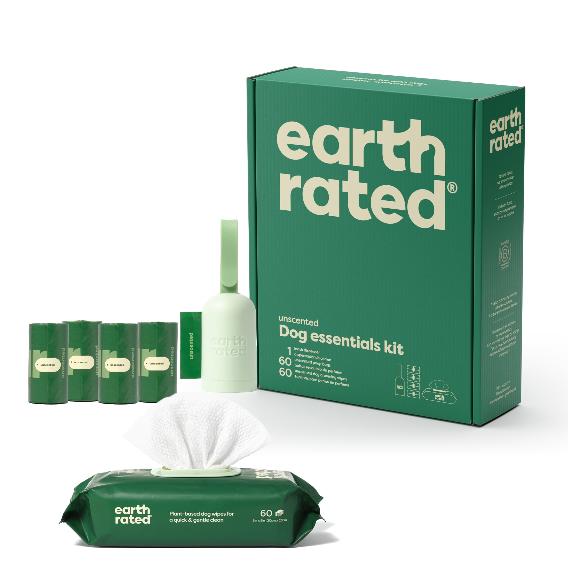 Earth Rated Dog Essentials Kit Unscented, Includes Leash Bag Dispenser ...