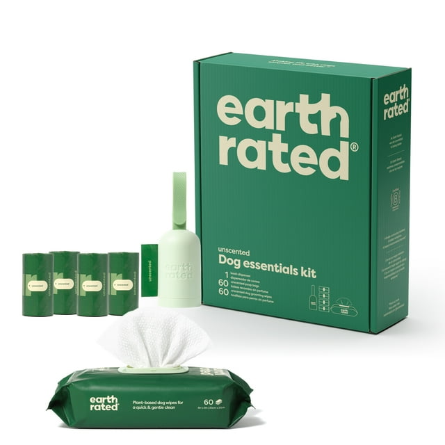 Earth Rated Dog Essentials Kit Unscented, Includes Leash Bag Dispenser
