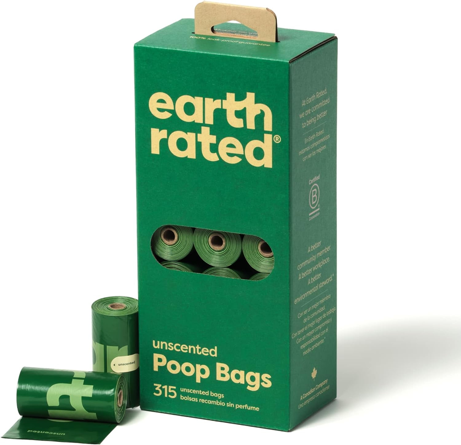 Dog Poop Bags, Guaranteed Leakproof and Extra Thick Waste Bag Single Refill Rolls for Dogs, Unscented, 315 Count