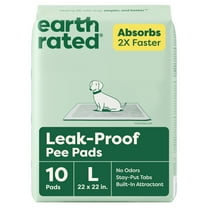 Earth Rated Leak-proof Pee Pads for Dogs and Puppies, 2X Faster Absorption*, Unscented, L, 22x22 in., 10ct