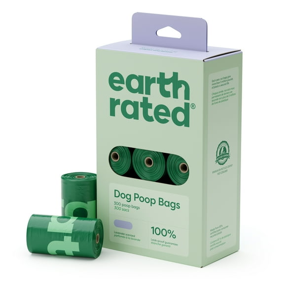 Earth Rated Leak-Proof Dog Poop Bags, Lavender, 300 Count, 15 Refill Rolls