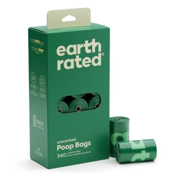 Earth Rated Unscented Dog Waste Disposal Bags Refill Rolls - 340ct: Odor Control, Pet Waste Disposal Bags, All Ages
