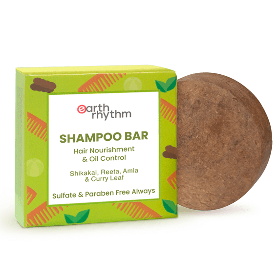 Earth Rhythm Shampoo Bar for Hair Nourishment & Oil Control enriched with Shikakai, Reeta, Amla & Curry Leaf | Strengthen Hair, Controls Frizz, Prevents Premature Greying | for All Hair Types | Men &