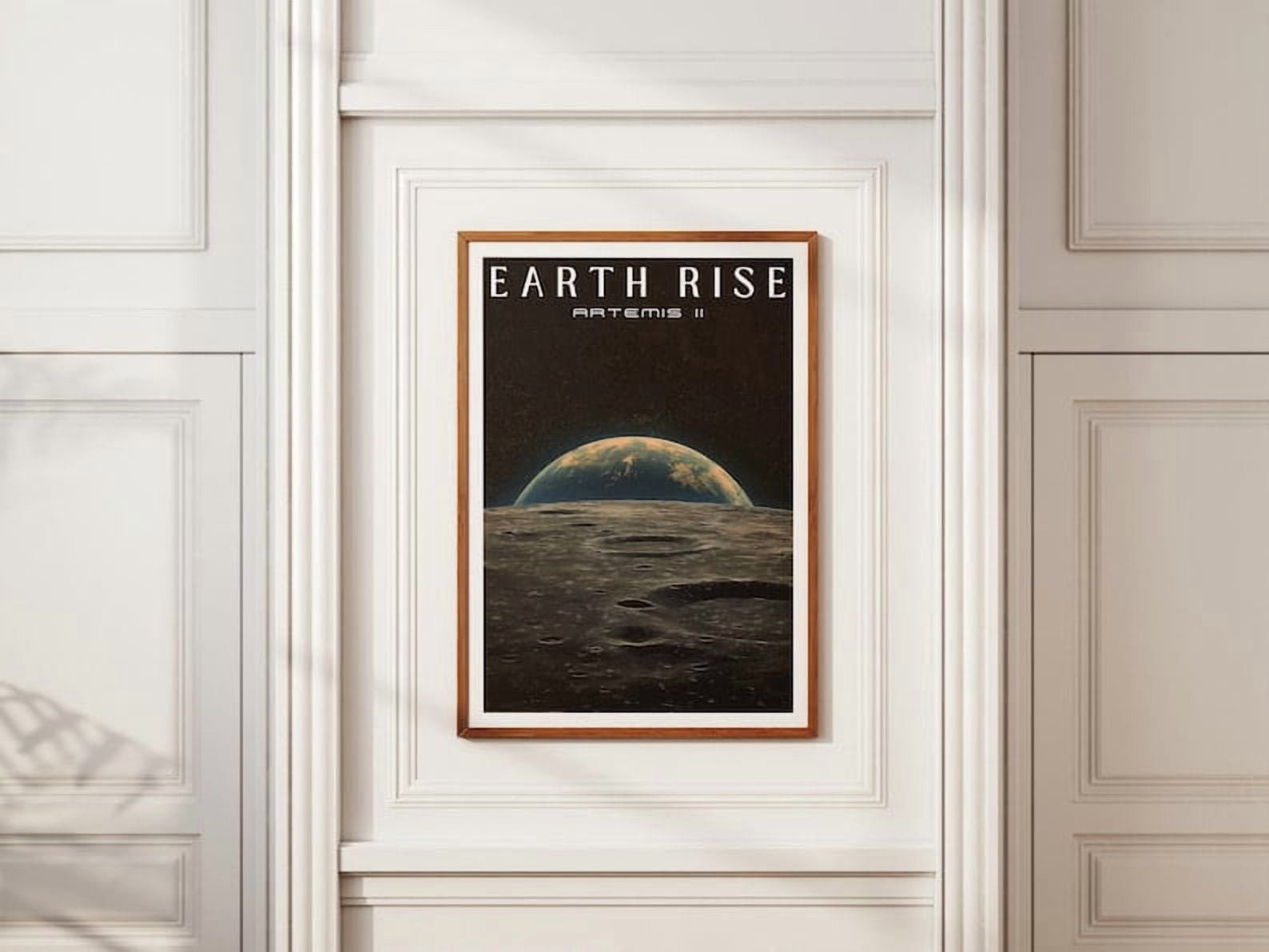 Earth Rise Artemis II NASA Space Art Print Mid Century Modern Moon Wall ...