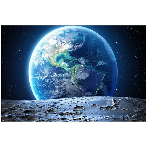 Earth Rise From Moon Wall Art, 18x12 Inch Canvas, Space Art