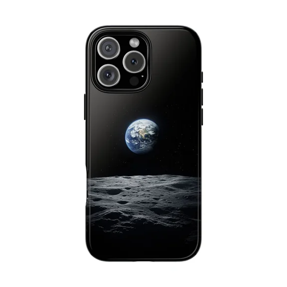 Earth Rising Over Moon Cosmic View Case for iPhone 11-17 Pro Max