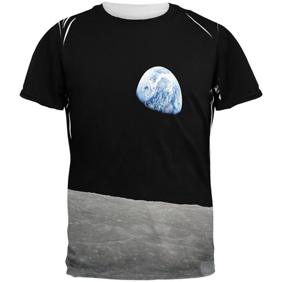 Earth Rising Over the Moon All Over Adult T-Shirt - Large