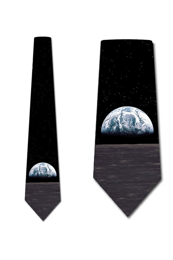 Earth Rising Ties Earth View Space Mens Astronomy Necktie by Three Rooker