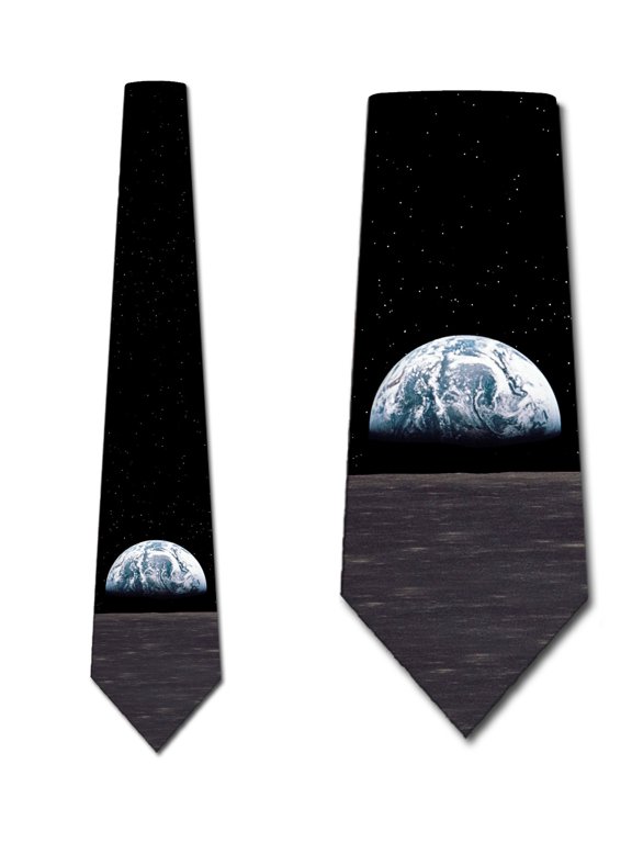 Earth Rising Ties Earth View Space Mens Astronomy Necktie by Three Rooker