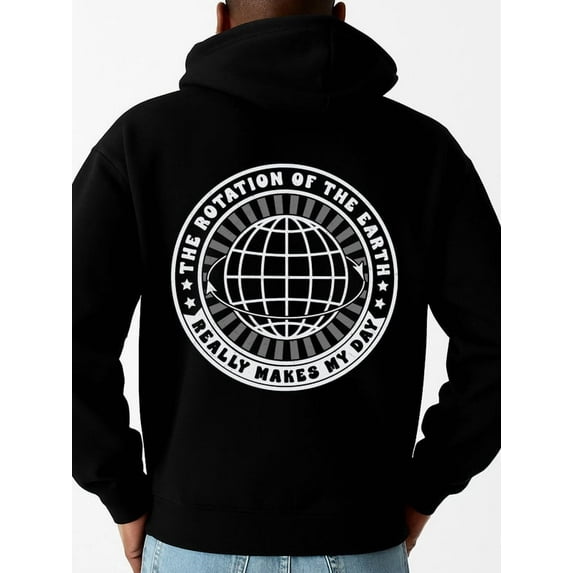 Earth Rotation sweatshirt earth men polyester black Drawstring Comfortable Oversized Hooded Pullover Sweatshirt halloween cute cute Basic Unisex Shirt Printed tshirts