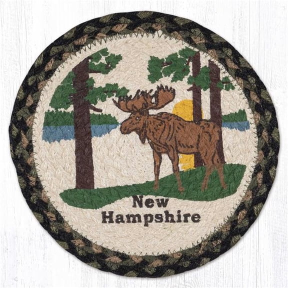 Earth Rug 80-116NHM 10 x 10 in. MSPR-116 Hampshire Moose Printed Braided Round Trivet, Multi Color
