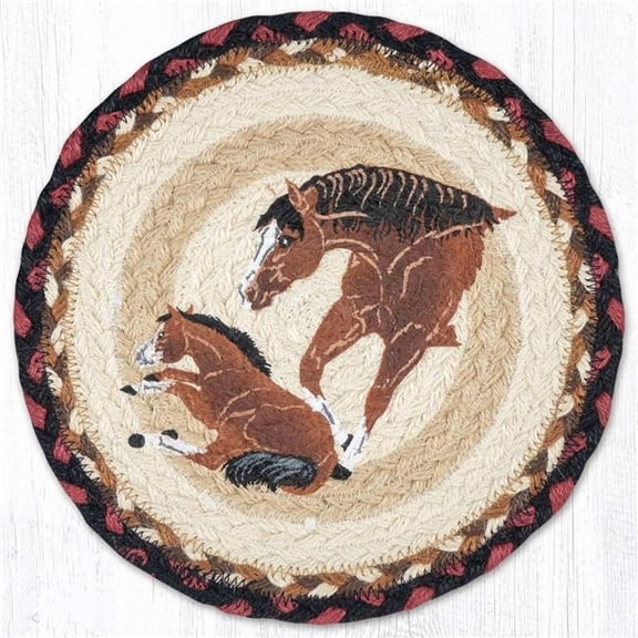 Earth Rug 80-319MP 10 x 10 in. MSPR-319 Mom & Pony Printed Braided Round Trivet, Multi Color