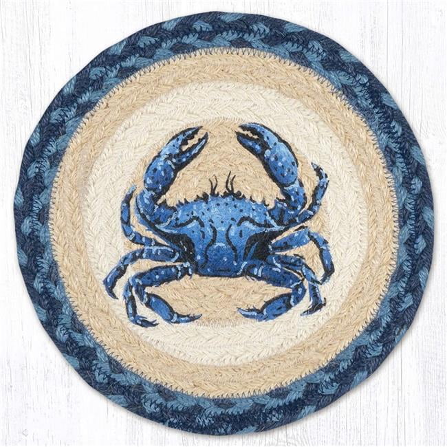 Earth Rug 80-362CDB 10 x 10 in. MSPR-362 Crab Dark Blue Printed Braided ...