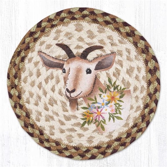 Earth Rug 80-413NG 10 x 10 in. MSPR-413 Nanny Goat Printed Braided Round Trivet, Multi Color