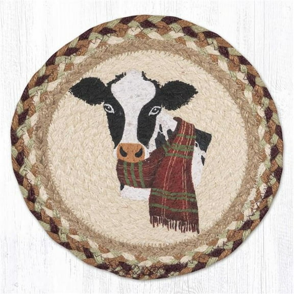 Earth Rug 80-413WC 10 x 10 in. MSPR-413 Winter Cow Printed Braided Round Trivet, Multi Color