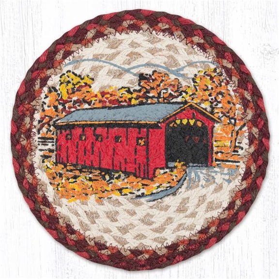 Earth Rug 80-417CB 10 x 10 in. MSPR-417 Covered Bridge Printed Round Trivet