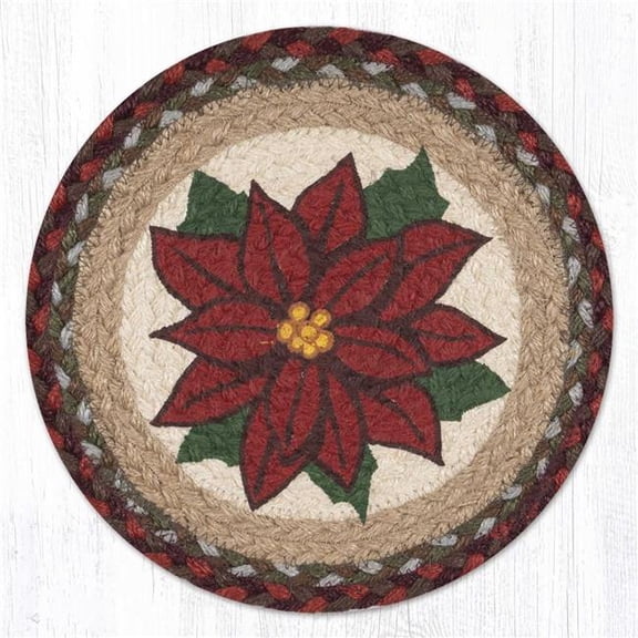 Earth Rug 80-417P 10 x 10 in. MSPR-417 Poinsettia Printed Braided Round Trivet, Multi Color