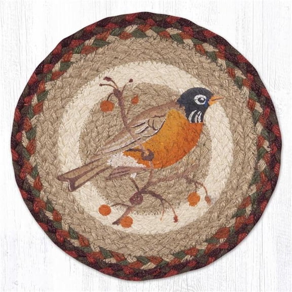 Earth Rug 80-417R 10 x 10 in. MSPR-417 Robin Printed Braided Round Trivet, Multi Color