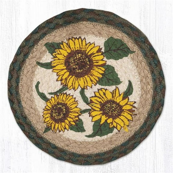 Earth Rug 80-448S 10 x 10 in. MSPR-448 Sunflower Printed Braided Round Trivet, Multi Color