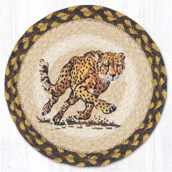 Earth Rug 80-051RC 10 x 10 in. MSPR-51 Running Cheetah Printed Braided Round Trivet, Multi Color