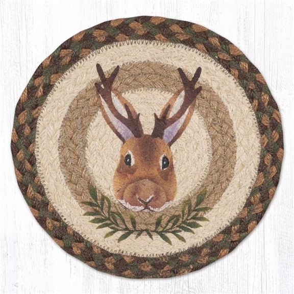 Earth Rug 80-657JP 10 x 10 in. MSPR-657 Jackalope Portrait Printed Braided Round Trivet, Multi Color