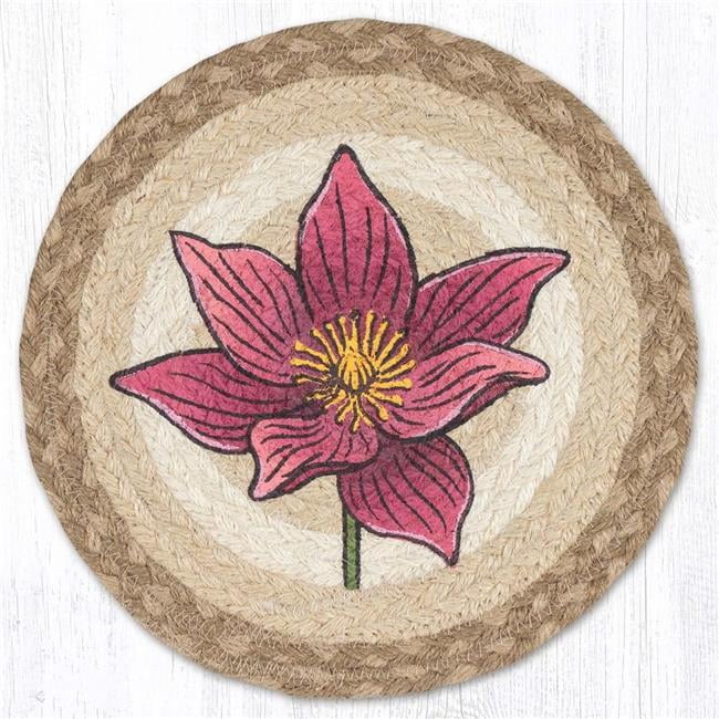 Deer Floral Printed Round Trivet - 10 Inch Jute Fiber, Hand-Stenciled, Naturally Water Resistant - View #2