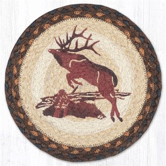 Earth Rug 80-899JE 10 x 10 in. MSPR-899 Jumping Elk Printed Braided Round Trivet, Multi Color