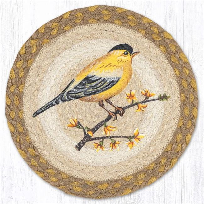 Deer Floral Printed Round Trivet - 10 Inch, 100% Jute, Hand-Stenciled