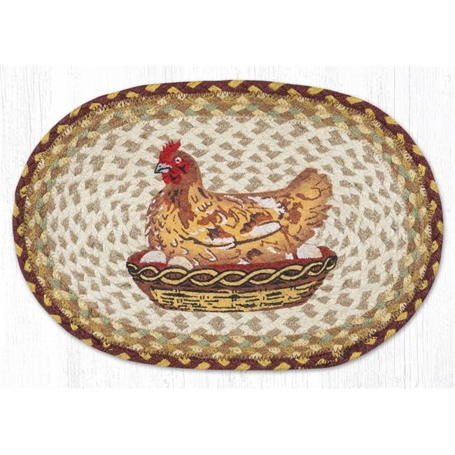 Hen Rug Earth Rug 81-357HN 10 x 15 in. MSP-357 Hen on Nest Printed Oval Swatch ...