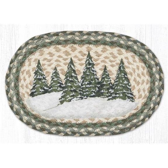 Earth Rug 81-419HVT 10 x 15 in. MSP-419 Holiday Village Trees Printed Oval Swatch Rug