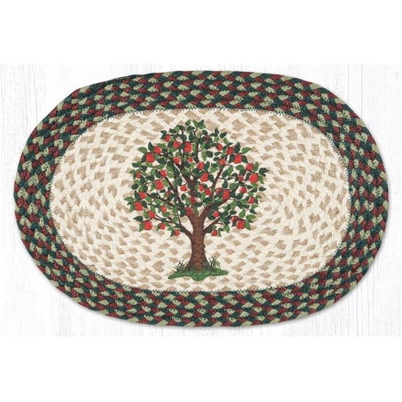 Earth Rug 48-801AT 13 x 19 in. Apple Tree Braided Oval Placemat, Multi Color