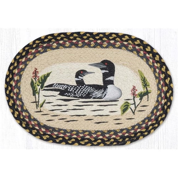Earth Rug 48-043L 13 x 19 in. Loon Braided Oval Placemat, Multi Color