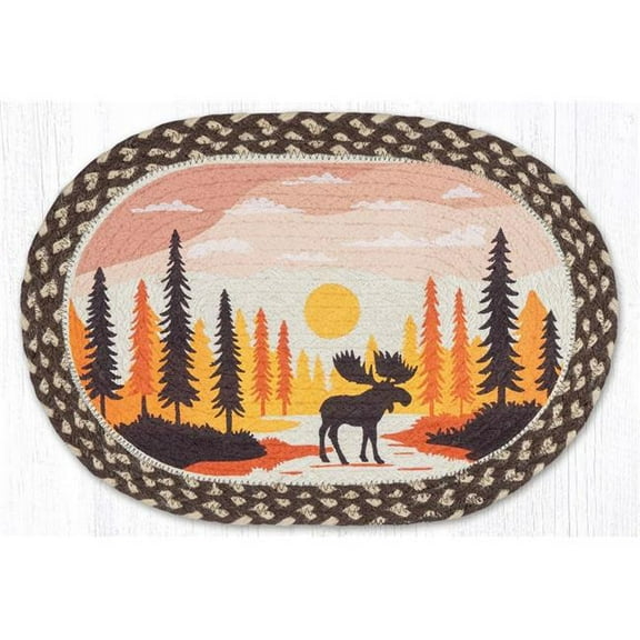Earth Rug 48-518MC 13 x 19 in. Moose Crossing Braided Oval Placemat, Multi Color