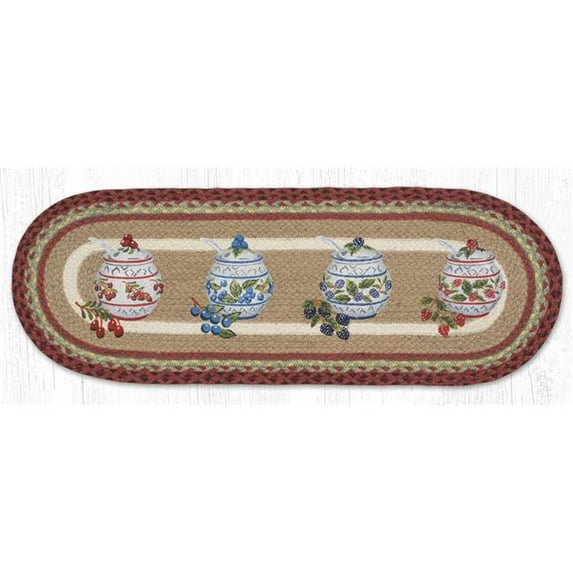 Earth Rug 68-390JJ 13 x 36 in. Jam Jars Braided Oval Table Runner, Multi Color