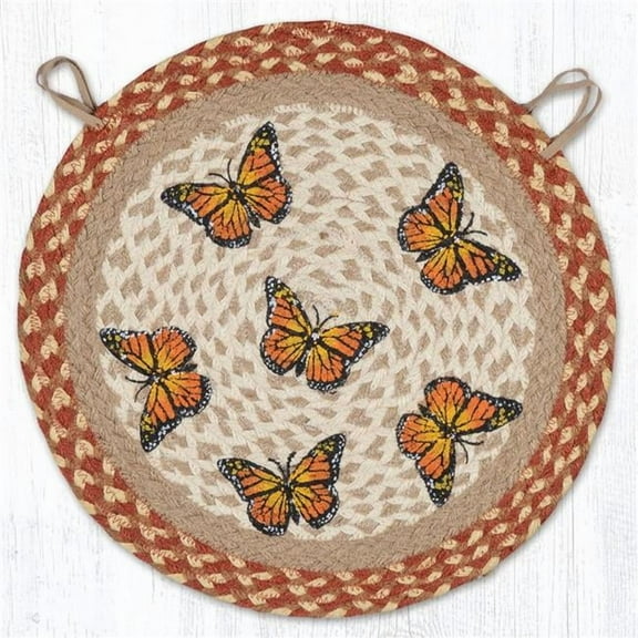 Earth Rug 49-CH915M 15.5 x 15.5 in. Monarch Braided Round Chair Pad, Multi Color