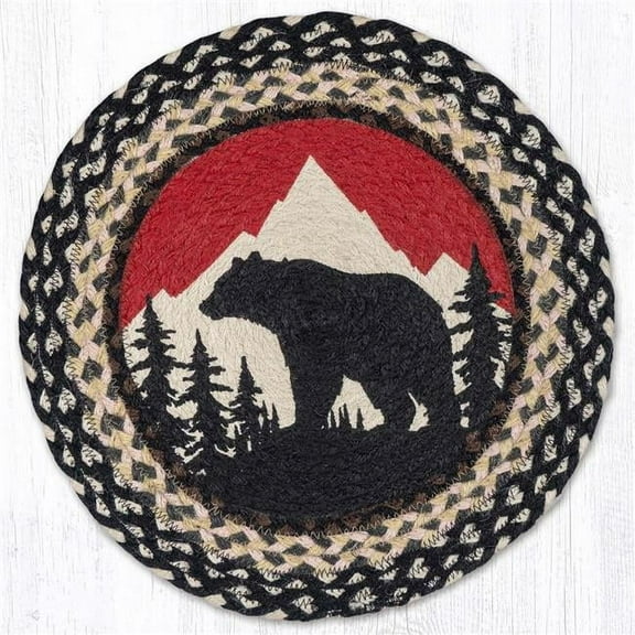Earth Rug 57-430BM 15 x 15 in. Bear Mountain Printed Braided Round Placemat, Multi Color