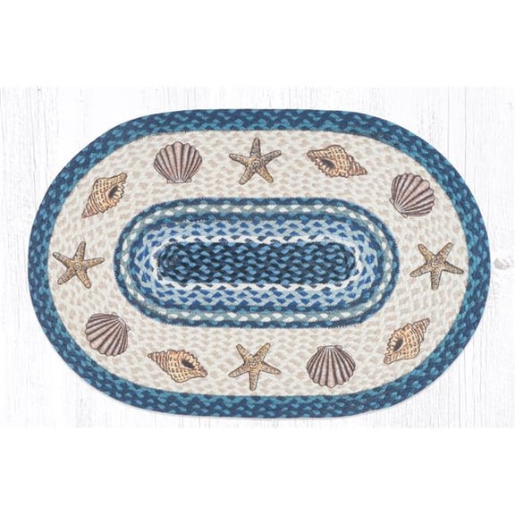 Earth Rug 88-28-362S 2 x 8 ft. OP-362 Shells Oval Patch Braided Rug