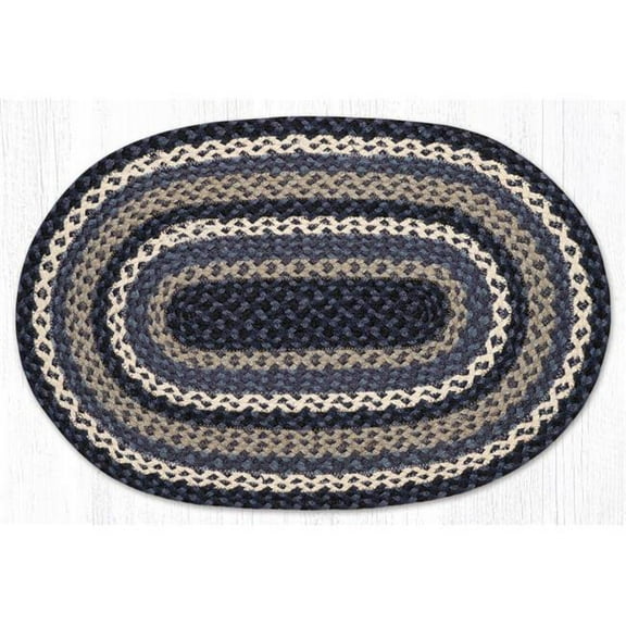 Earth Rug 02-443 20 x 30 in. C-443 Blue, Gray & Ivory Oval Braided Rug