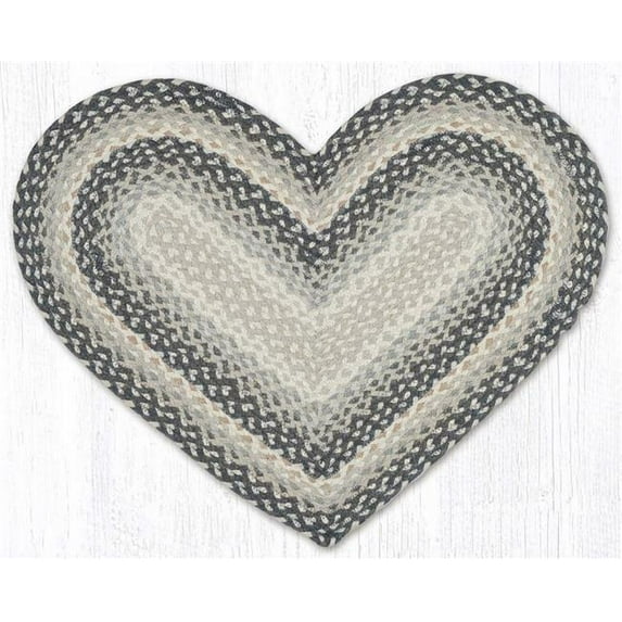Earth Rug 10-890 20 x 30 in. Gray, Sand & Ivory Heart Braided Rug