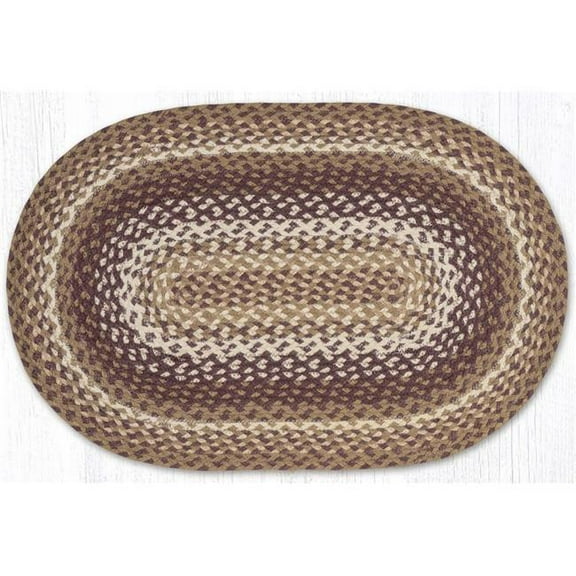 Earth Rug 02-910 20 x 30 in. Tan, Ivory & Burgundy Oval Braided Rug
