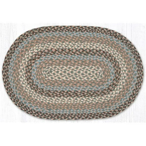 Earth Rug 02-911 20 x 30 in. Taupe, Ivory & Light Blue Oval Braided Rug