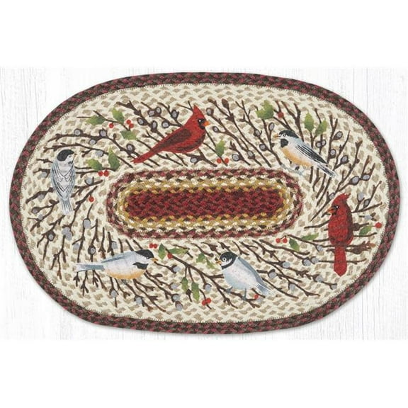 Earth Rug 65-780WB 20 x 30 in. Winter Birds Braided Oval Patch Rug, Multi Color