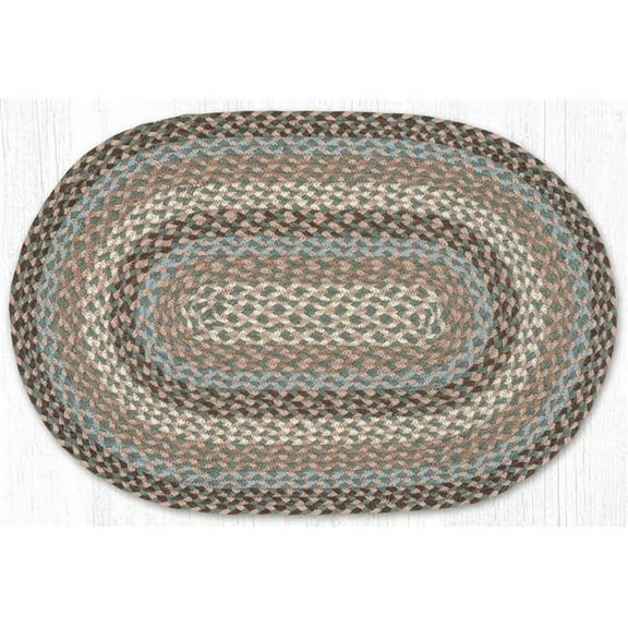 Earth Rug 03-911 27 x 45 in. Taupe, Ivory & Light Blue Oval Braided Rug
