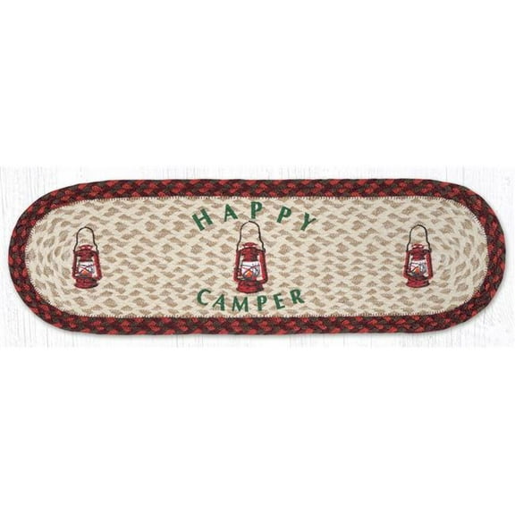 Earth Rug 49-ST417HC 27 x 8.25 in. ST-OP-417 Happy Camper Braided Oval Stair Tread Mat, Multi Color