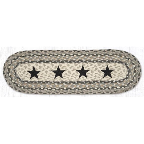 Earth Rug 49-ST890BS 27 x 8.25 in. ST-OP-890 Black Star Oval Stair Tread Mat