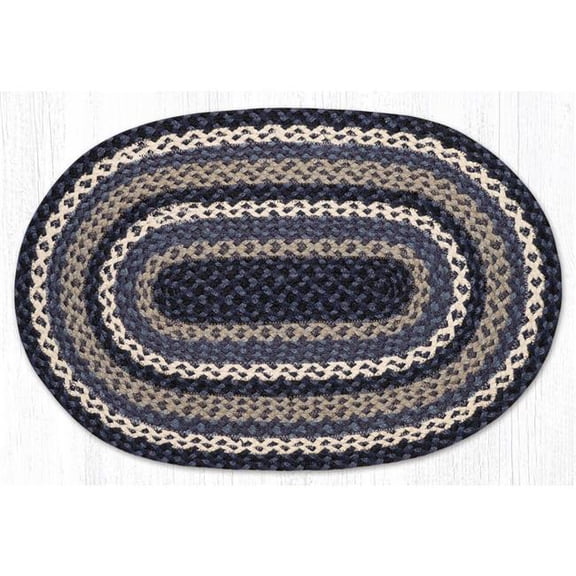 Earth Rug 3 x 5 ft. C-443 Blue, Gray & Ivory Oval Braided Rug