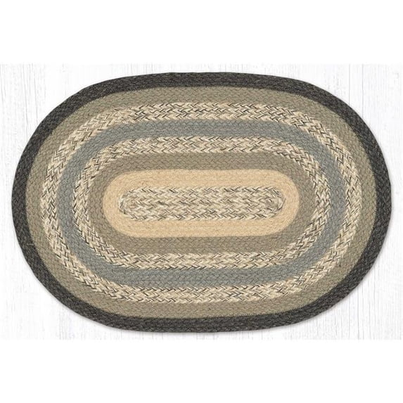 Earth Rug 3 x 5 ft. C-903 Charcoal, Gray & Ivory Oval Braided Rug